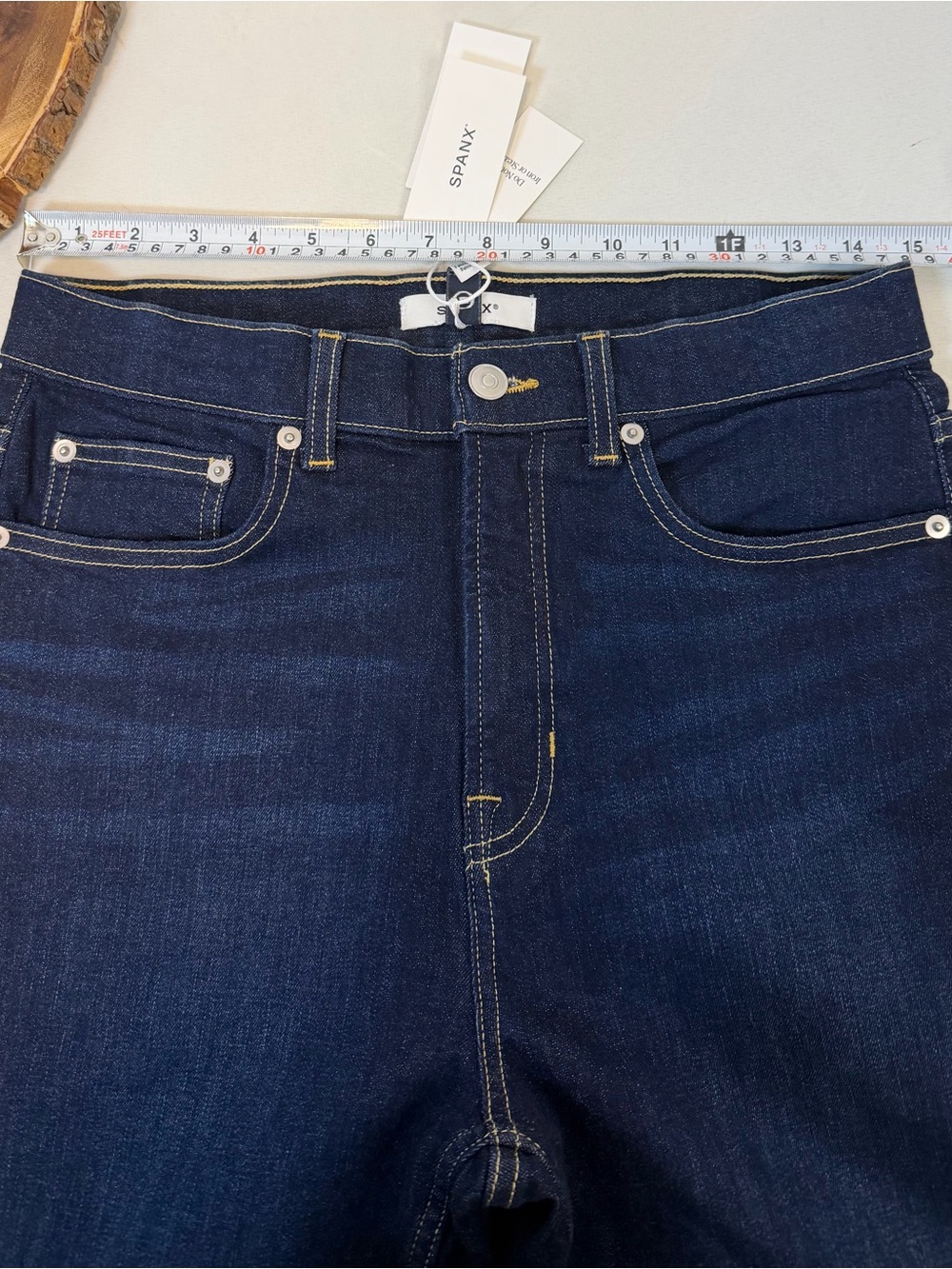 SPANX Women's Straight Leg Jeans in Dark Blue Denim - Picture 7 of 11